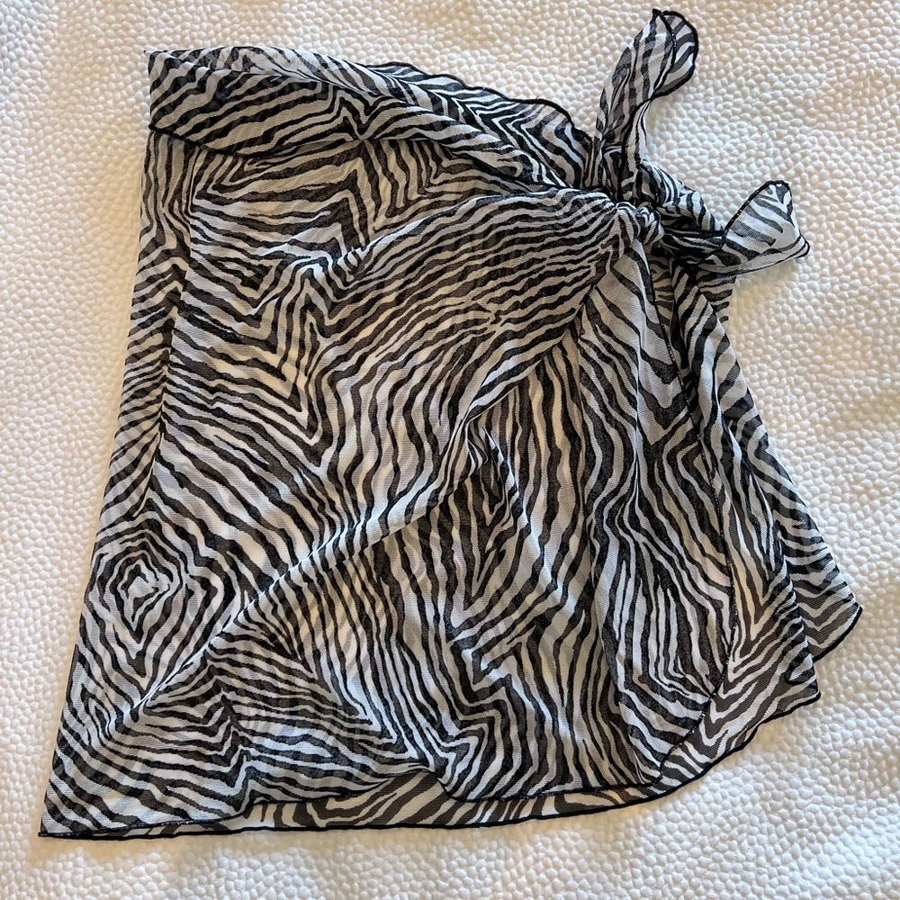 Zebra print wrap swimsuit sarong